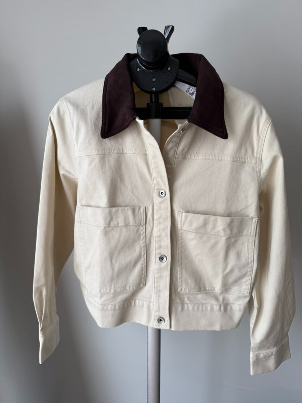 NWT Sanctuary Cropped Barn Jacket Corduroy Collar Cream Brown M